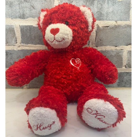Build-A-Bear Other - Build-A-Bear Red Hugs and Kisses Teddy Bear Valentine Plush Heart Swirl 16 inch